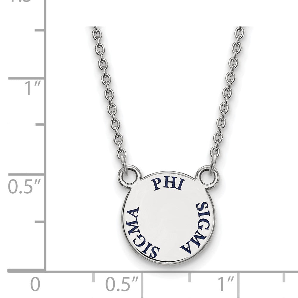 Sterling Silver Rhodium-plated LogoArt Phi Sigma Sigma Sorority Text Small Color Enamel Pendant 18 inch Necklace