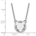 Sterling Silver Rhodium-plated LogoArt Phi Sigma Sigma Sorority Text Small Color Enamel Pendant 18 inch Necklace