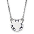 Sterling Silver Rhodium-plated LogoArt Phi Sigma Sigma Sorority Text Small Color Enamel Pendant 18 inch Necklace