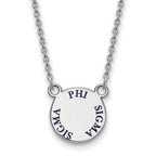 Sterling Silver Rhodium-plated LogoArt Phi Sigma Sigma Sorority Text Small Color Enamel Pendant 18 inch Necklace