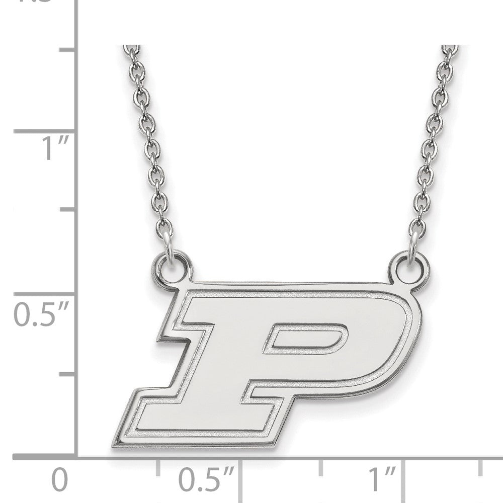 10k White Gold LogoArt Purdue University Letter P Small Pendant 18 inch Necklace
