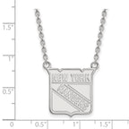 14k White Gold NHL LogoArt New York Rangers Large Pendant 18 inch Necklace