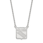 10k White Gold NHL LogoArt New York Rangers Large Pendant 18 inch Necklace