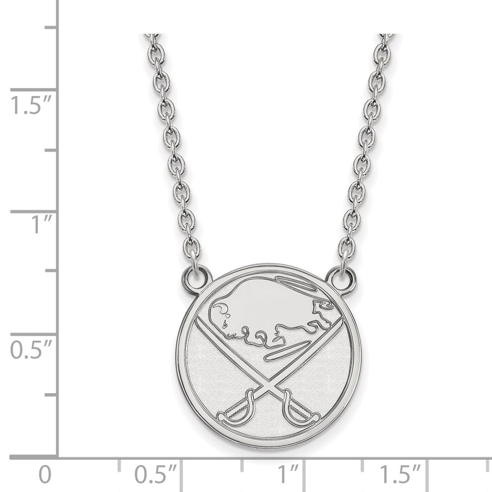 10k White Gold NHL LogoArt Buffalo Sabres Large Pendant 18 inch Necklace