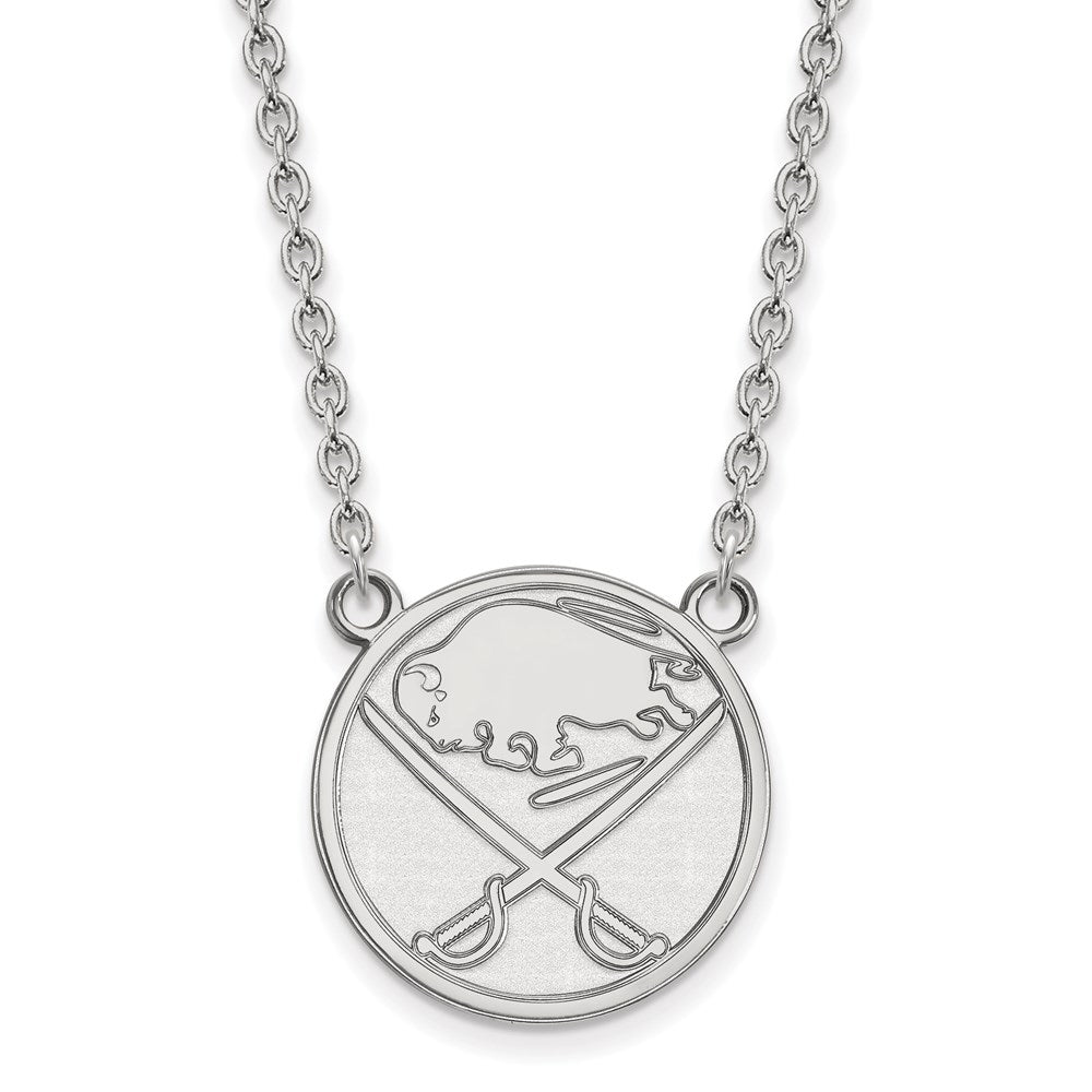 Sterling Silver Rhodium-plated NHL LogoArt Buffalo Sabres Large Pendant 18 inch Necklace