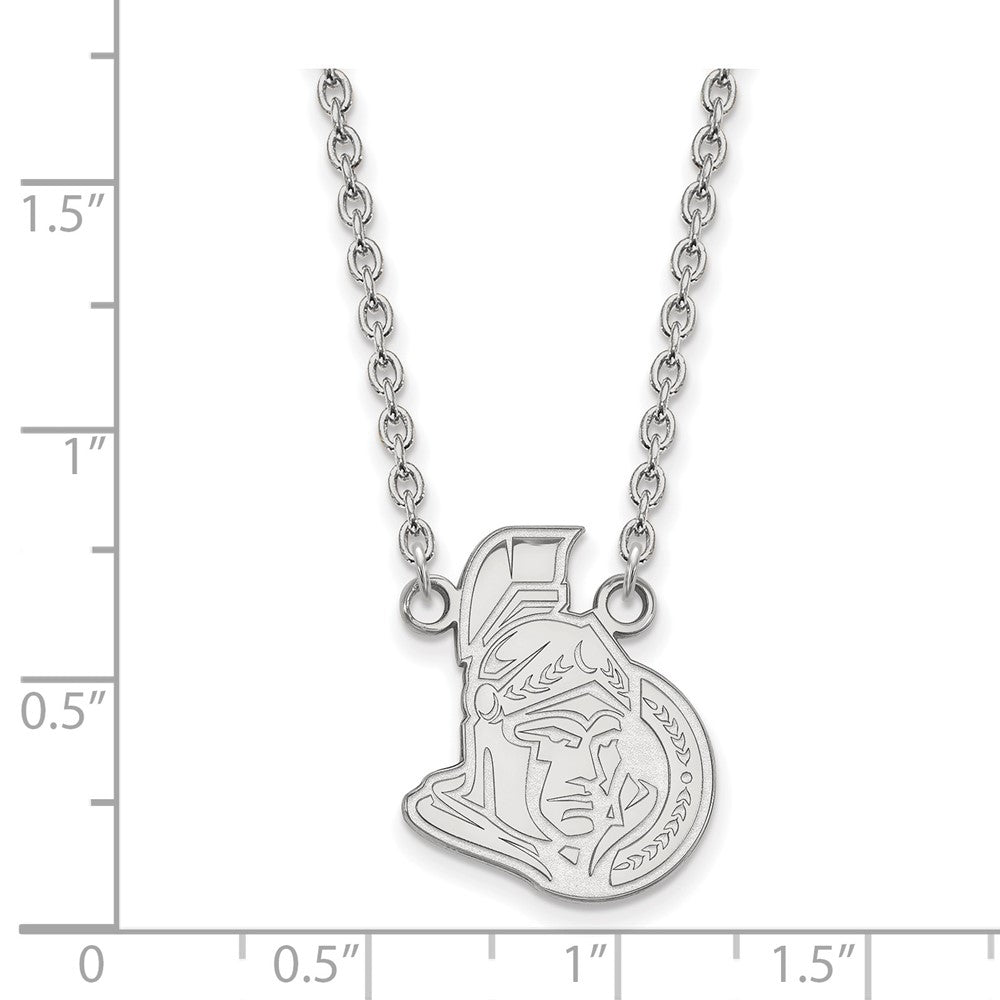 Sterling Silver Rhodium-plated NHL LogoArt Ottawa Senators Large Pendant 18 inch Necklace