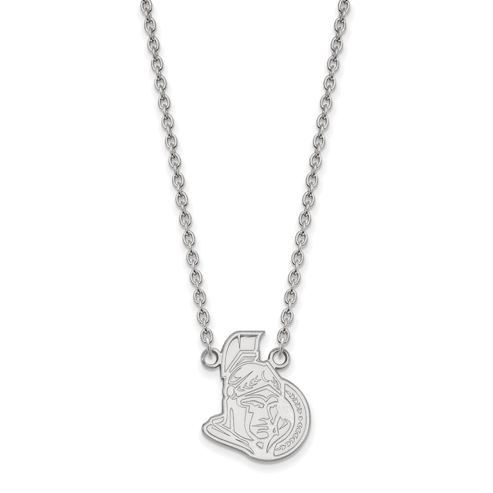 Sterling Silver Rhodium-plated NHL LogoArt Ottawa Senators Large Pendant 18 inch Necklace