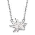 Sterling Silver Rhodium-plated NHL LogoArt San Jose Sharks Large Pendant 18 inch Necklace
