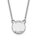 Sterling Silver Rhodium-plated LogoArt Sigma Kappa Sorority Text Small Color Enamel Pendant 18 inch Necklace