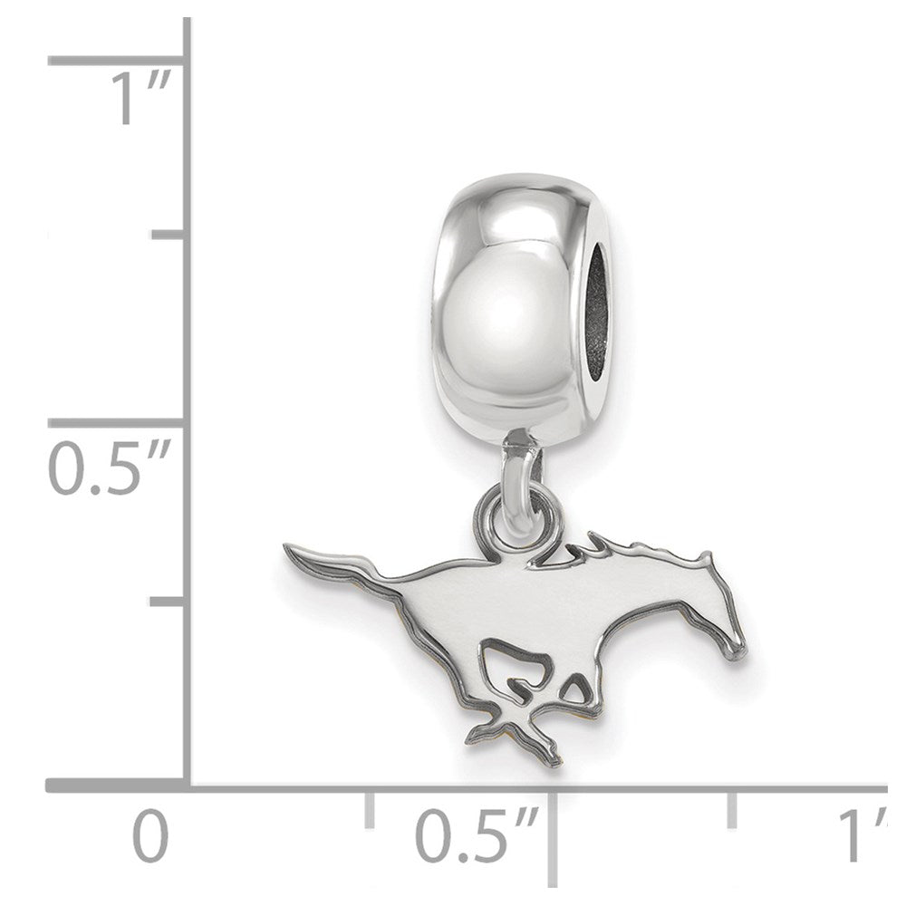 Sterling Silver Rhodium-plated LogoArt Southern Methodist University Mustang Extra Small Dangle Bead Charm
