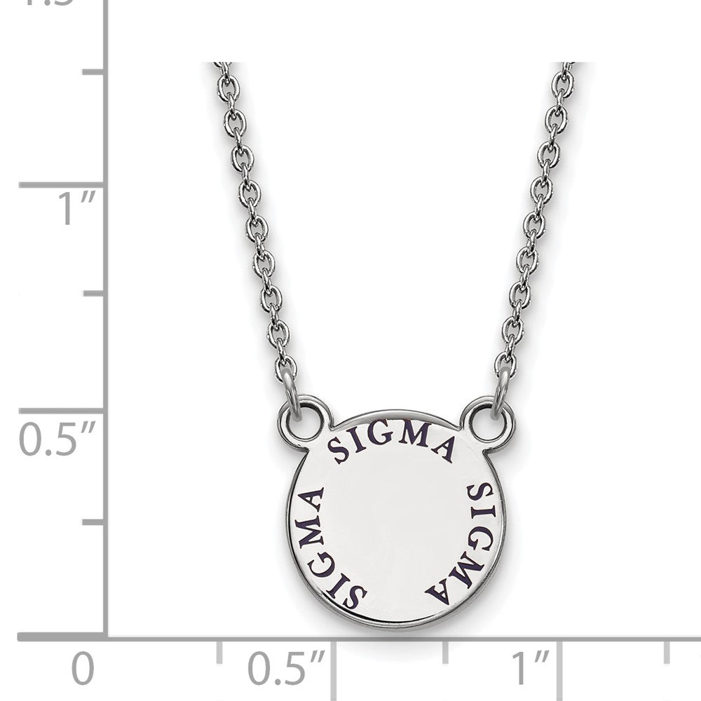 Sterling Silver Rhodium-plated LogoArt Sigma Sigma Sigma Sorority Text Small Color Enamel Pendant 18 inch Necklace
