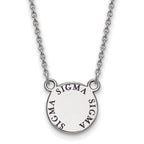 Sterling Silver Rhodium-plated LogoArt Sigma Sigma Sigma Sorority Text Small Color Enamel Pendant 18 inch Necklace