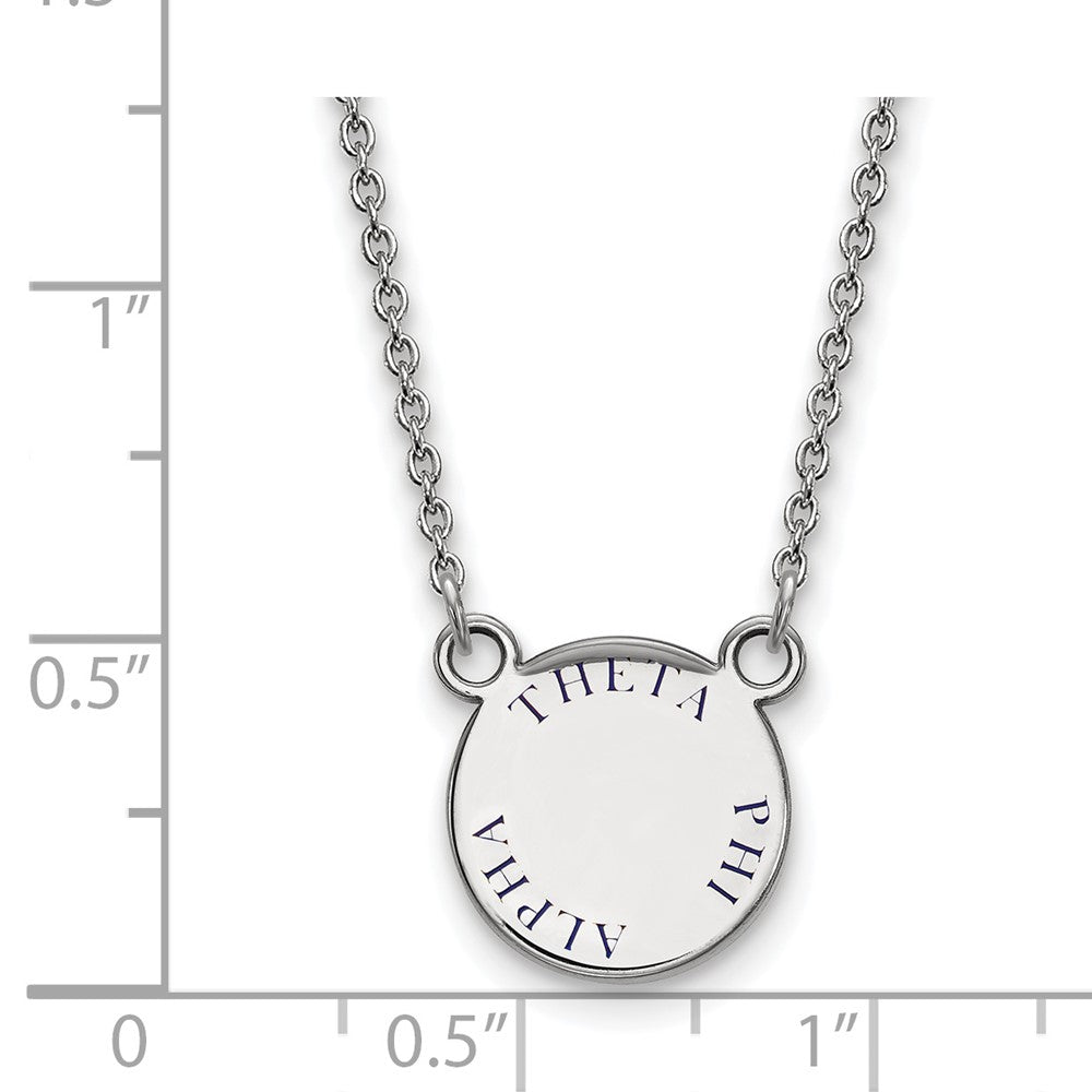 Sterling Silver Rhodium-plated LogoArt Theta Phi Alpha Sorority Text Small Color Enamel Pendant 18 inch Necklace
