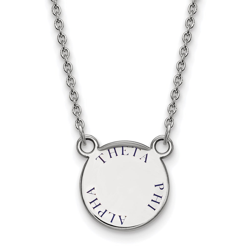 Sterling Silver Rhodium-plated LogoArt Theta Phi Alpha Sorority Text Small Color Enamel Pendant 18 inch Necklace
