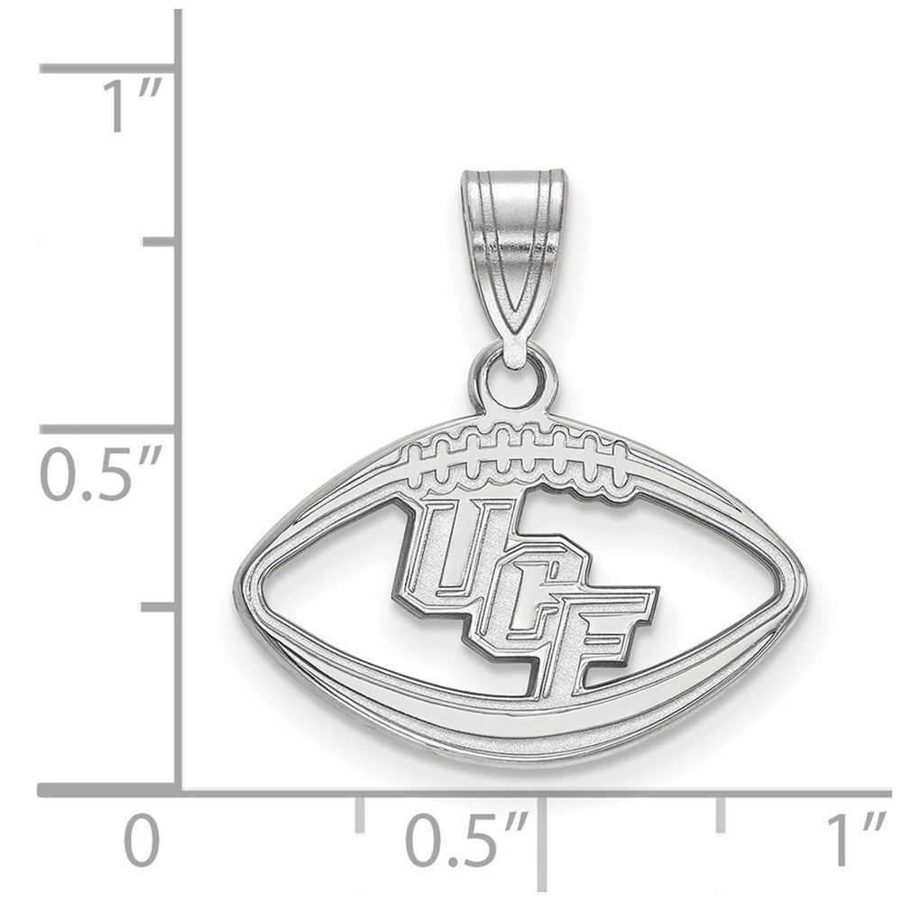 Sterling Silver Rhodium-plated LogoArt University of Central Florida U-C-F Football Pendant