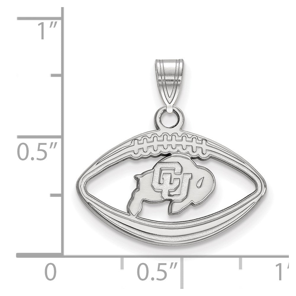 Sterling Silver Rhodium-plated LogoArt University of Colorado Buffalo Football Pendant