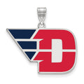 Sterling Silver Rhodium-plated LogoArt University of Dayton Large Enameled Pendant