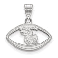 Sterling Silver Rhodium-plated LogoArt University of Kansas Jayhawk Football Pendant