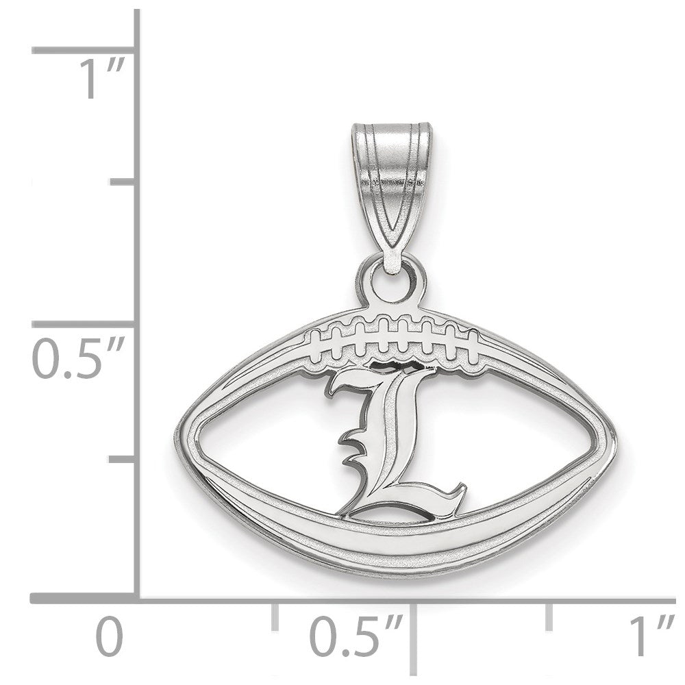 Sterling Silver Rhodium-plated LogoArt University of Louisville Letter L Football Pendant