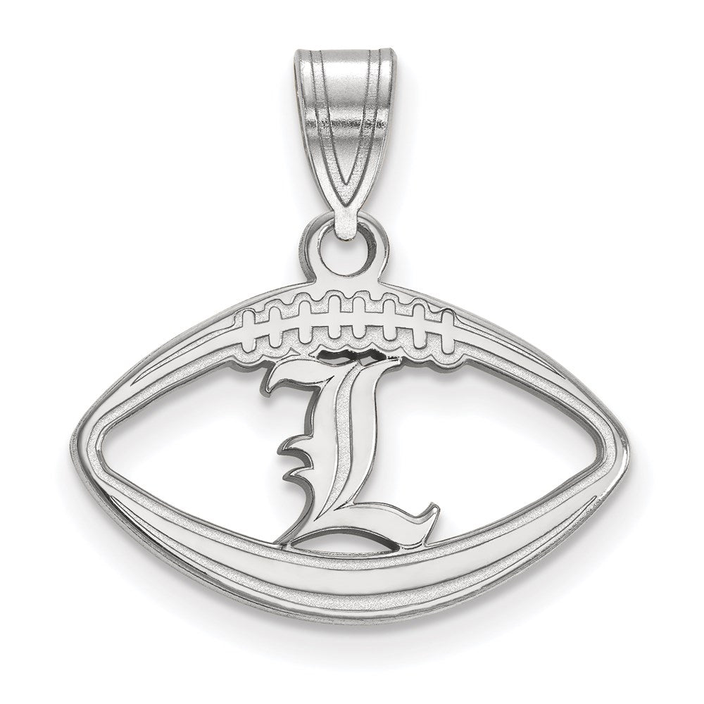 Sterling Silver Rhodium-plated LogoArt University of Louisville Letter L Football Pendant
