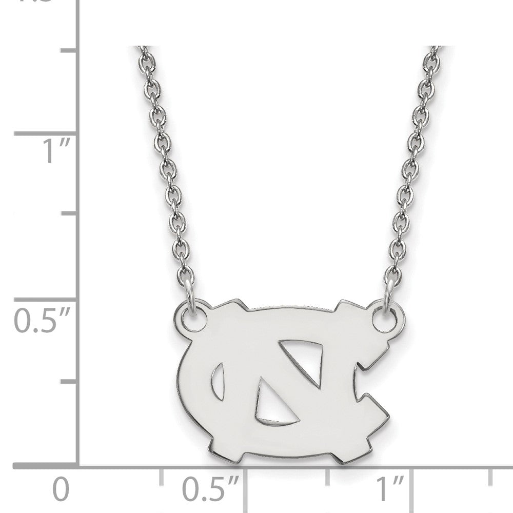 10k White Gold LogoArt University of North Carolina N-C Small Pendant 18 inch Necklace