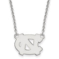 10k White Gold LogoArt University of North Carolina N-C Small Pendant 18 inch Necklace
