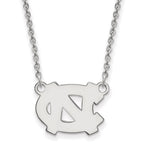 10k White Gold LogoArt University of North Carolina N-C Small Pendant 18 inch Necklace