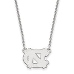 Sterling Silver Rhodium-plated LogoArt University of North Carolina N-C Small Pendant 18 inch Necklace