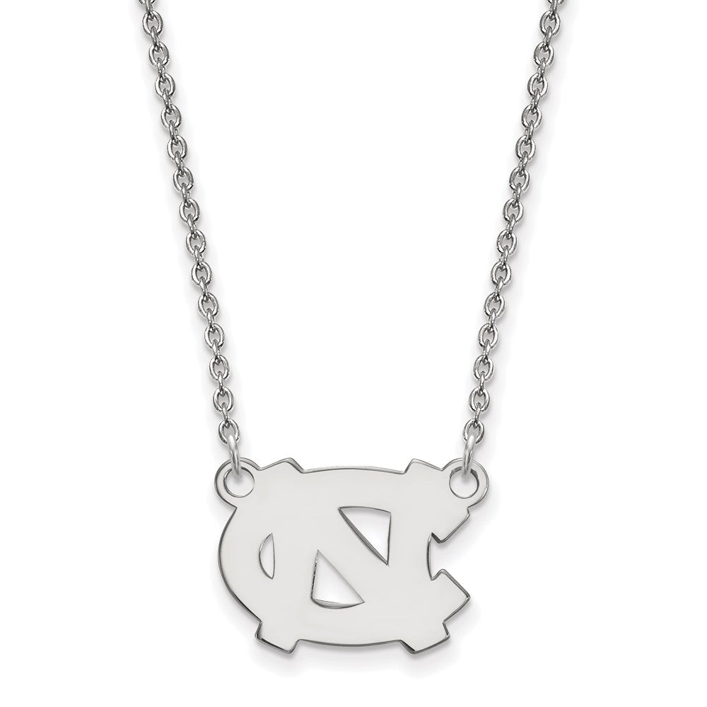 Sterling Silver Rhodium-plated LogoArt University of North Carolina N-C Small Pendant 18 inch Necklace