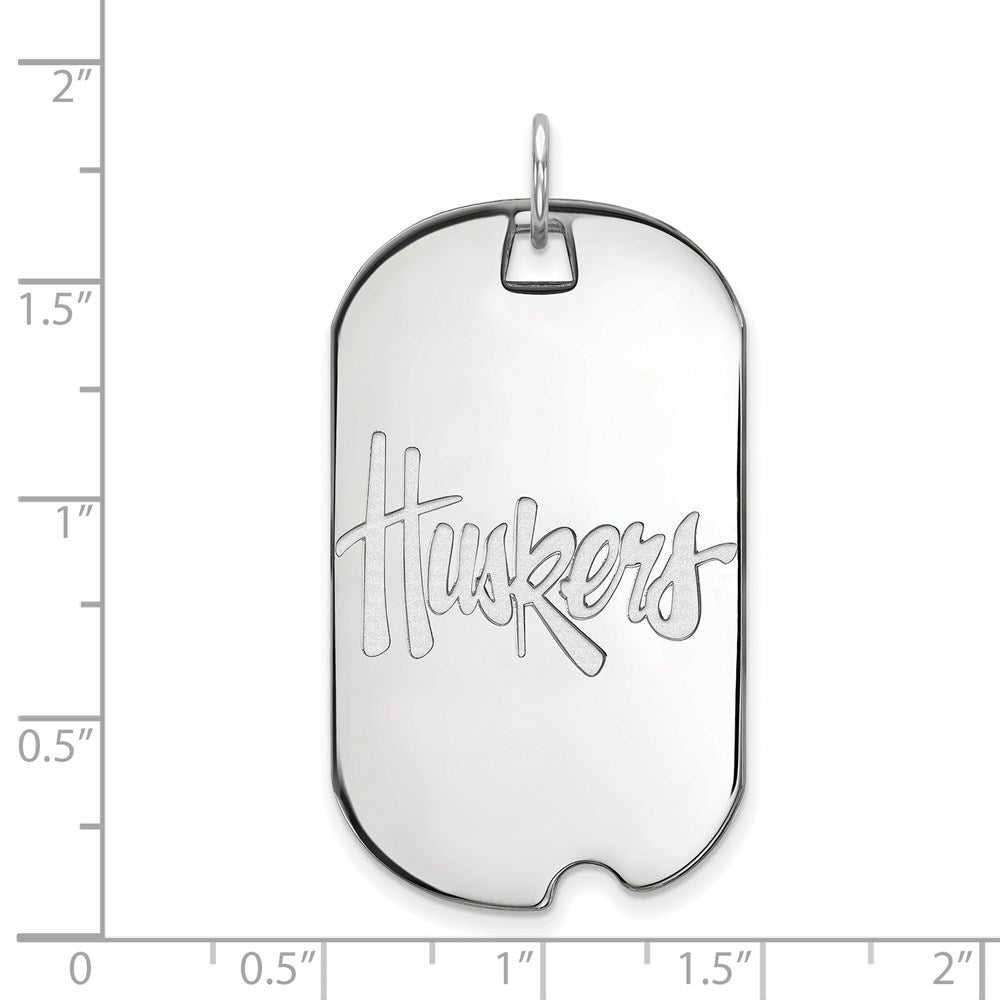 10k White Gold LogoArt University of Nebraska Huskers Large Dog Tag Pendant