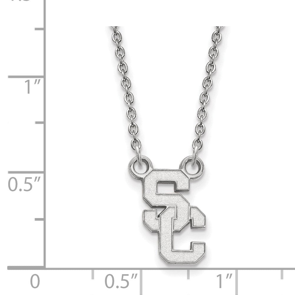 Sterling Silver Rhodium-plated University of Southern California S-C Small Pendant 18 inch Necklace