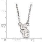 Sterling Silver Rhodium-plated University of Southern California S-C Small Pendant 18 inch Necklace