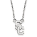 Sterling Silver Rhodium-plated University of Southern California S-C Small Pendant 18 inch Necklace