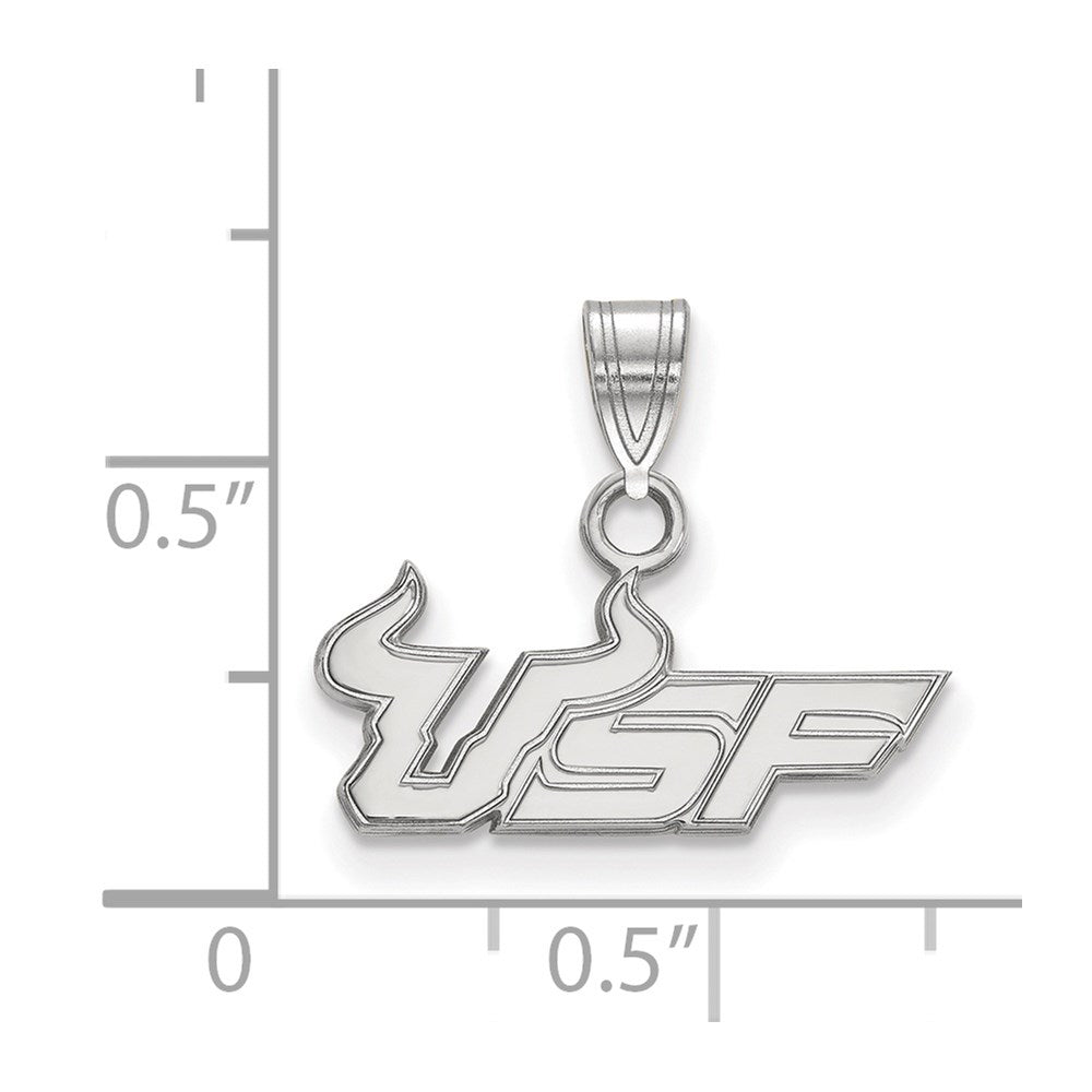 Sterling Silver Rhodium-plated LogoArt University of South Florida U-S-F Small Pendant
