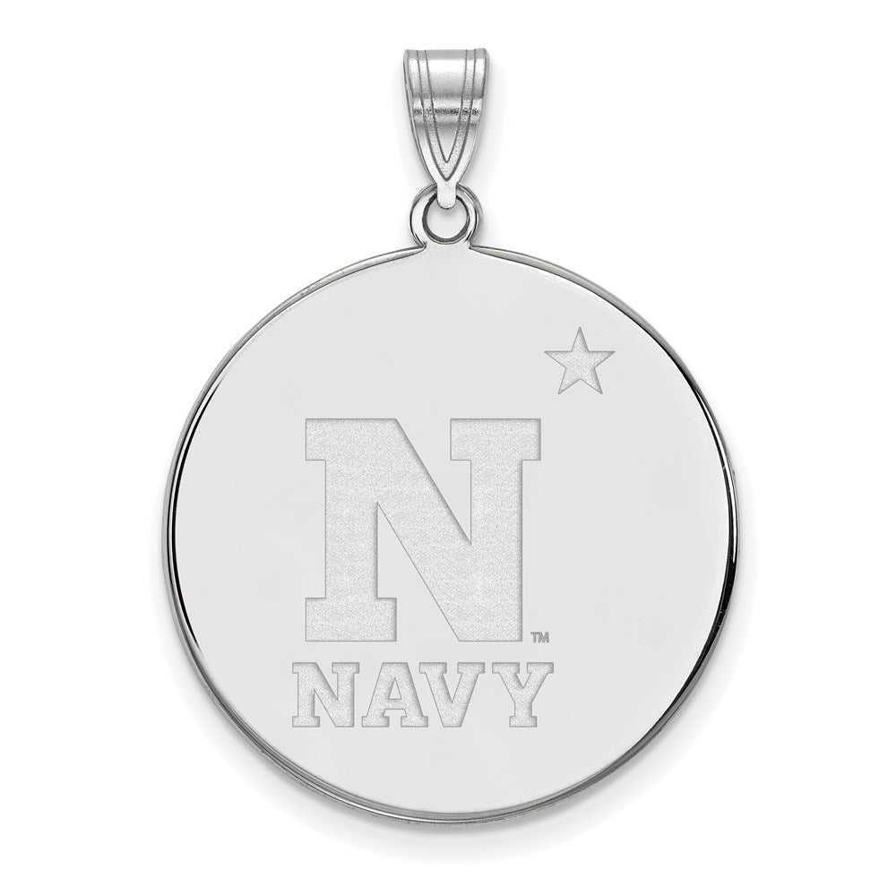 Sterling Silver Rhodium-plated LogoArt US Naval Academy Extra Large Disc Pendant