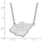 14k White Gold NHL LogoArt Minnesota Wild Large Pendant 18 inch Necklace