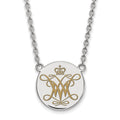 Sterling Silver Rhodium-plated LogoArt College of William and Mary Large Enameled Disc Pendant 18 inch Necklace