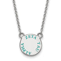 Sterling Silver Rhodium-plated LogoArt Zeta Tau Alpha Sorority Text Small Color Enamel Pendant 18 inch Necklace