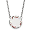 Sterling Silver Rhodium-plated LogoArt Alpha Chi Omega Sorority Text Large Color Enamel Pendant 18 inch Necklace