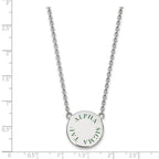 Sterling Silver Rhodium-plated LogoArt Alpha Sigma Tau Sorority Text Large Color Enamel Pendant 18 inch Necklace
