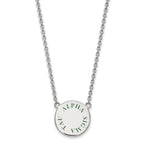 Sterling Silver Rhodium-plated LogoArt Alpha Sigma Tau Sorority Text Large Color Enamel Pendant 18 inch Necklace