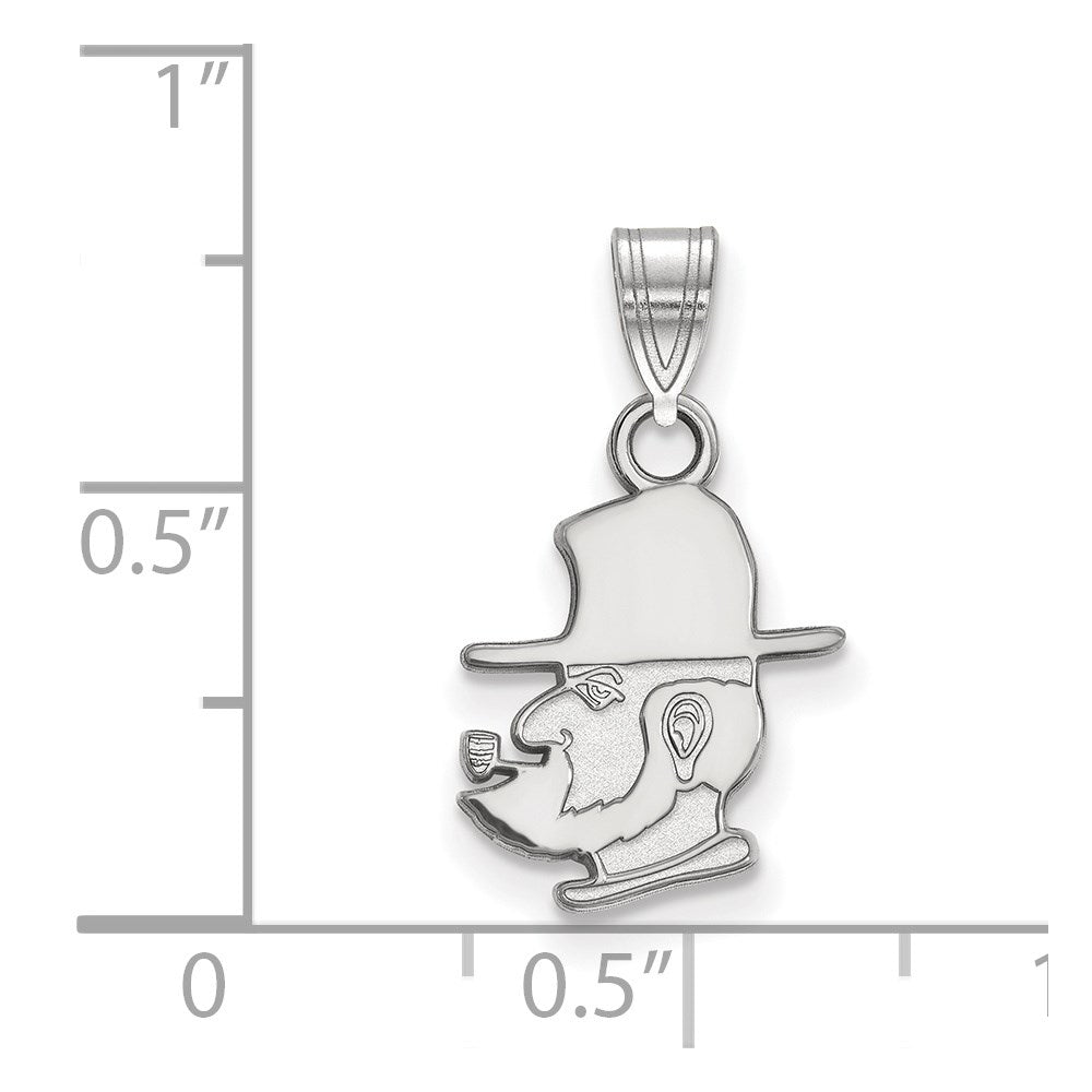 Sterling Silver Rhodium-plated LogoArt Appalachian State University Mountaineer Small Pendant