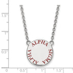 Sterling Silver Rhodium-plated LogoArt Alpha Sigma Alpha Sorority Text Large Color Enamel Pendant 18 inch Necklace
