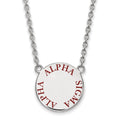 Sterling Silver Rhodium-plated LogoArt Alpha Sigma Alpha Sorority Text Large Color Enamel Pendant 18 inch Necklace