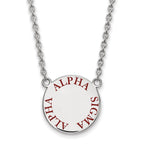 Sterling Silver Rhodium-plated LogoArt Alpha Sigma Alpha Sorority Text Large Color Enamel Pendant 18 inch Necklace