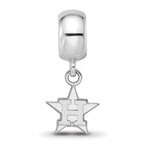 Sterling Silver Rhodium Plated Major League Baseball LogoArt Houston Astros Dangle Bead