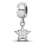 Sterling Silver Rhodium Plated Major League Baseball LogoArt Houston Astros Dangle Bead