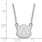 14k White Gold LogoArt Auburn University Small Pendant 18 inch Necklace