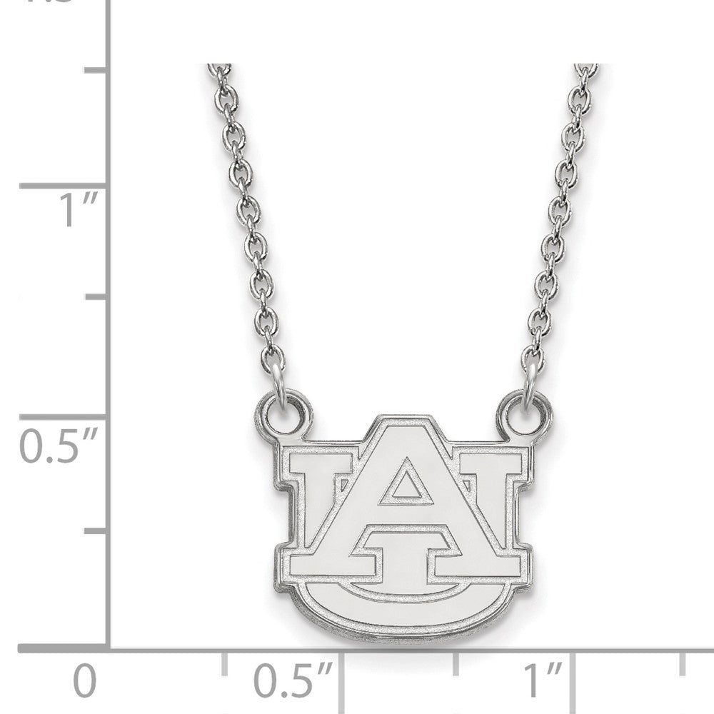 Sterling Silver Rhodium-plated LogoArt Auburn University Small Pendant 18 inch Necklace