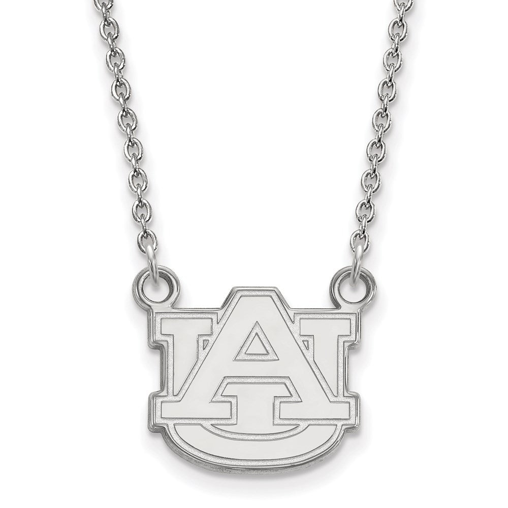 14k White Gold LogoArt Auburn University Small Pendant 18 inch Necklace